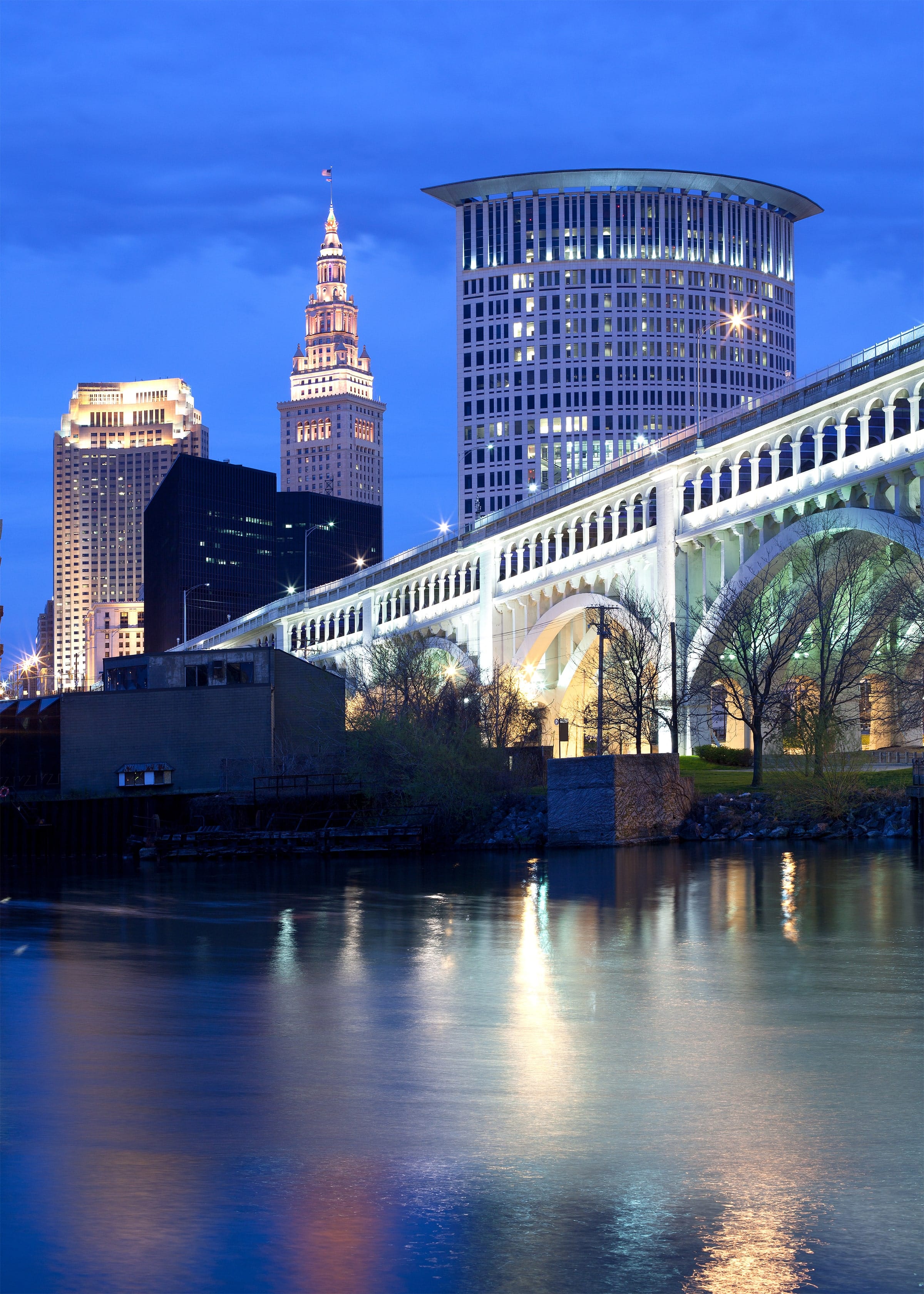 Bridge over river in Cleveland, Ohio.